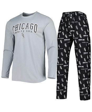 Мужской черный, серый комплект для сна с длинными рукавами и брюками Chicago White Sox Concepts Sport