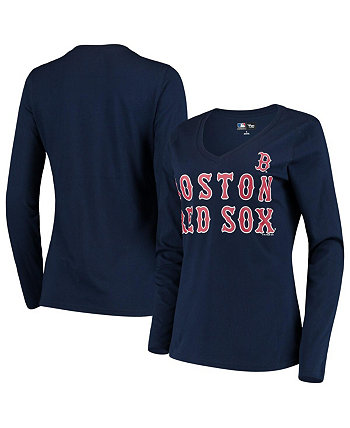 Women's Navy Boston Red Sox Post Season Long Sleeve T-shirt G-III 4Her by Carl Banks