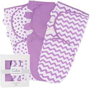 Comfy Cubs Swaddle Blanket Baby Girl Boy Easy Adjustable 3 Pack Infant Sleep Sack Wrap Newborn Babies (Small 0-3 Months, Blush, Mauve, Mulberry) Comfy Cubs