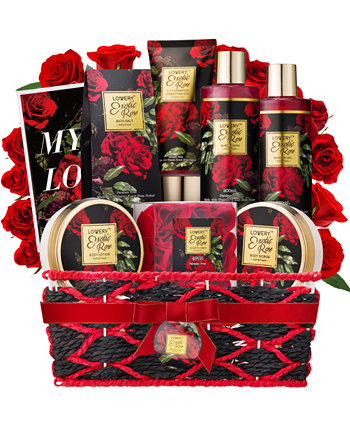 Подарочная корзина Exotic Rose Spa, подарок для ухода за собой, подарочный набор для ванны и тела, расслабляющий подарок для снятия стресса, 13 шт. Lovery
