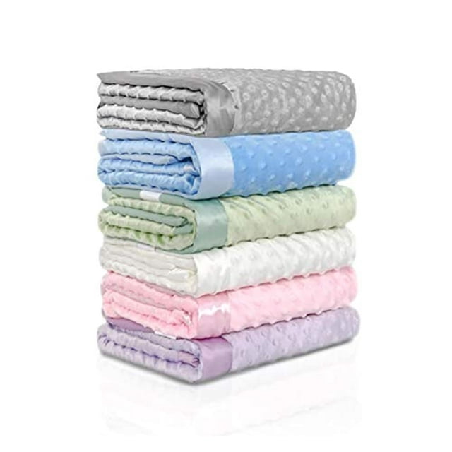 KOYOU Baby Grey Super Soft Minky Plush Reversible Double Layer 30 x 35 Baby Blanket with Dotted Backing and Silky Trim Koyou