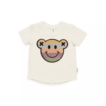 Детские, маленькие детские и amp; Детская футболка с мишкой Rainbow Smile HUXBABY