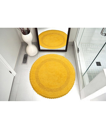 Вязаный крючком двусторонний хлопковый круглый коврик для ванной с кружевной каймой, 36 дюймов Saffron Fabs