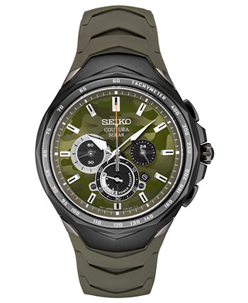 Мужской солнечный хронограф Coutura Зеленый Силиконовый браслет Часы 45.5мм SEI