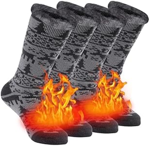 Sunew Warm Thermal Socks, Unisex Thick Insulated Heated Winter Heavy Crew Socks Sunew