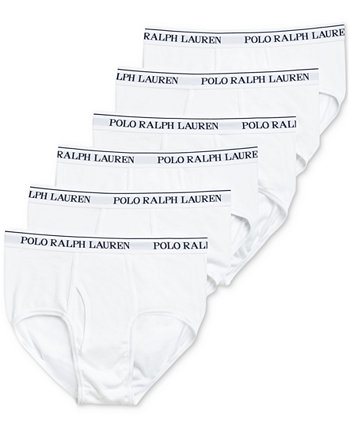 Мужские трусы со средней посадкой, комплект из 6 пар белых Polo Ralph Lauren