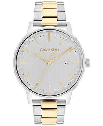 Мужские двухцветные часы-браслет из нержавеющей стали 43 мм Calvin Klein