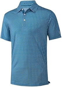 Mens Golf Shirt Moisture Wicking Dry Fit Print Performance Short Sleeve Polo Shirts for Men P Polaflon