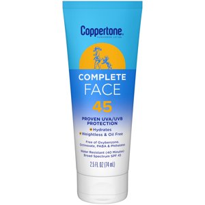 Coppertone Complete Face Sunscreen Lotion SPF 45, 2.5 fl oz Tube Coppertone