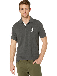 Однотонная футболка-поло приталенного кроя с контрастной полосой на нижней стороне воротника U.S. POLO ASSN.