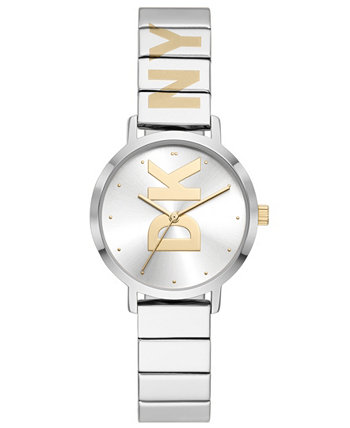 Женские модернистские часы с браслетом из нержавеющей стали с тремя стрелками и двумя цветами 32 мм DKNY