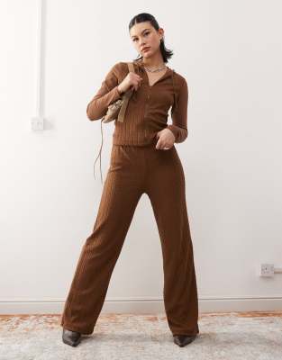 Reclaimed Vintage wide leg cable sweatpants in brown - part of a set Reclaimed Vintage