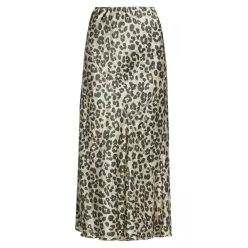 Шелковая юбка-миди с леопардовым принтом ATM Anthony Thomas Melillo