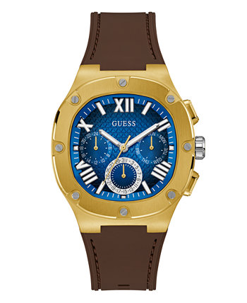 Мужские многофункциональные коричневые силиконовые часы 42 мм GUESS