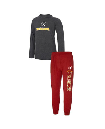 Men's Cardinal, Charcoal USC Trojans Meter Pullover Hoodie and Joggers Sleep Set Concepts Sport