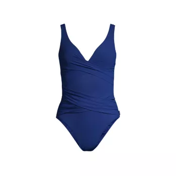 V-Neck One-Piece Swimsuit SHAN
