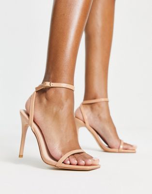 Truffle Collection barely there square toe stilletto heeled sandals in beige Truffle Collection