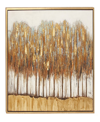 Canvas Tree Framed Wall Art with Gold-Tone Frame, 47" x 2" x 36" Rosemary Lane