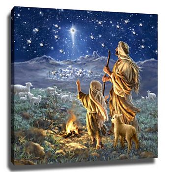 10" Blue and Brown Shepherds Keeping Watch Wall Art Decor Glow Decor