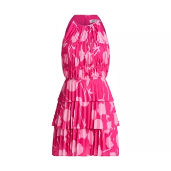 Плиссированное мини-платье Ayesha с цветочным принтом AMUR