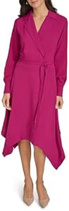 Calvin Klein Women's Long Sleeve Belted Casual Collared Aline Dress Calvin Klein