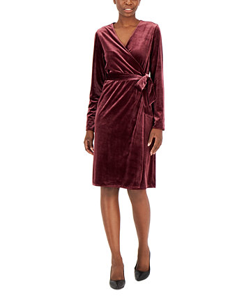 Женское бархатное платье с запахом и длинными рукавами, созданное для Macy's Alfani