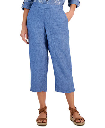 Женские укороченные брюки без застежек из 100% льна, созданные для Macy's Charter Club