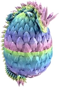 3D Printed Dragon Egg, Mystery Crystal Dragon Egg Fidget Toys Surprise, Easter Eggs Articulated Crystal Dragon Eggs with Dragon Inside (A-Rainbow) Yilcer