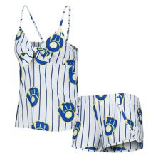 Women's Concepts Sport White Milwaukee Brewers Reel Allover Print Tank Top & Shorts Sleep Set Unbranded