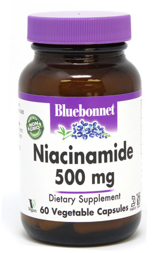 Bluebonnet Nutrition Ниацинамид — 500 мг — 60 растительных капсул Bluebonnet Nutrition