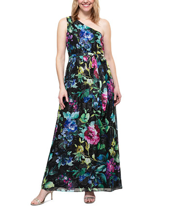 Women's Floral-Print One-Shoulder Maxi Dress SL Fashions