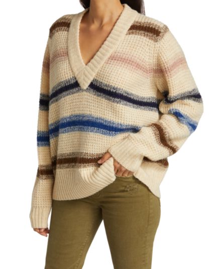 Полосатый свитер с v-образным вырезом Munthe