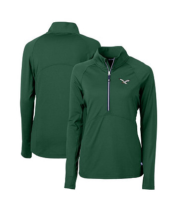 Women's Green Philadelphia Eagles Gridiron Classics Logo Adapt Eco Knit Stretch Half-Zip Pullover Top Cutter & Buck