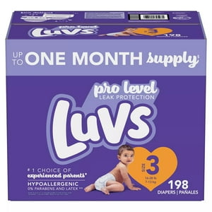 Luvs Pro Level Leak Protection Diapers ( Size 3 - 198ct. "16-28 lb." ) Luvs