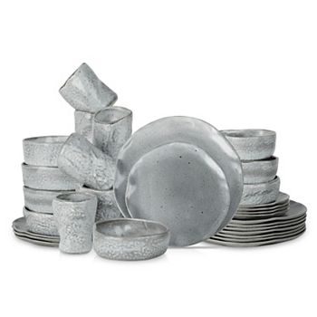 Stone by Mercer Project ATIK Stoneware 32-Piece Dinnerware Set in Speckled Grey Stone by Mercer