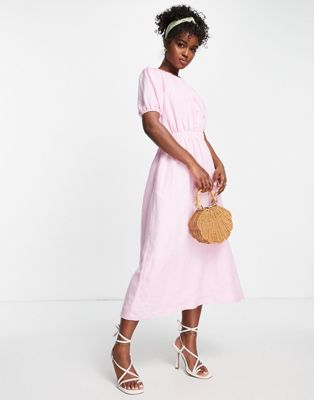Нежно-розовое платье из хлопка с открытой спиной Ever New Ever New