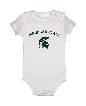 Infant Boys and Girls White Michigan State Spartans Arch & Logo Bodysuit Two Feet Ahead
