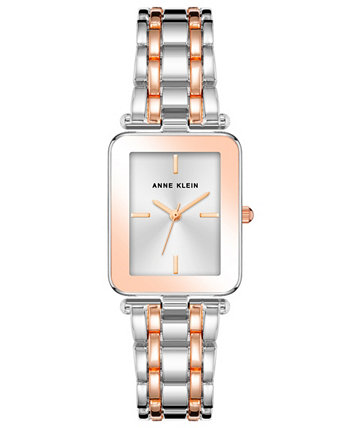 Женские часы с квадратным браслетом из сплава серебра и розового золота, 22X27 мм Anne Klein