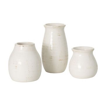 Sullivan's Glossy Weathered Wide Mouth Vases Table Decor 3 pc Set Sullivan's