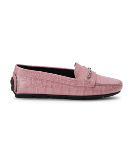 Croc Print Leather Driving Loafers Cavalli CLASS