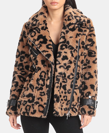 Leopard faux fur moto jacket store