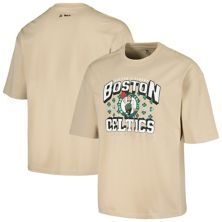 Unisex Qore Cream Boston Celtics Oversized Game Day Cozy Half Sleeve T-Shirt Qore