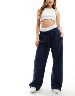 ASOS DESIGN oversized sweatpants with boxer waistband in navy ASOS DESIGN