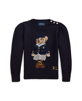 Хлопковый свитер с длинными рукавами Polo Bear для маленьких девочек Ralph Lauren
