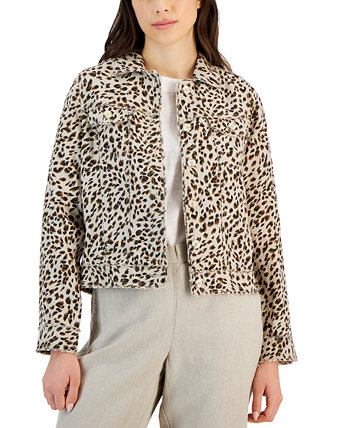 Women's Linen Animal-Print Jacket, Created for Macy's Charter Club