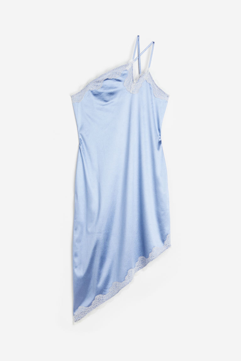 Атласное платье на одно плечо H&M