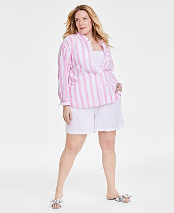 Trendy Plus Size Striped Shirt, Created for Macy's On 34th