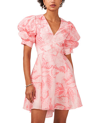 Women's Printed Puff Sleeve Tiered Mini Dress 1.STATE