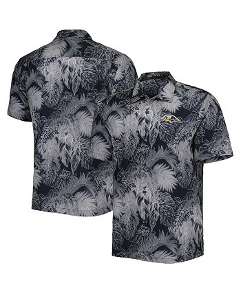 Men's Black Baltimore Ravens Big and Tall Bahama Coast Luminescent Fronds Camp IslandZone Button-Up Shirt Tommy Bahama