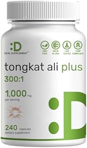 Tongkat Ali Extract 300:1 with Horny Goat Weed 1,100mg, 240* Capsules – Indonesian Longjack DEAL SUPPLEMENT